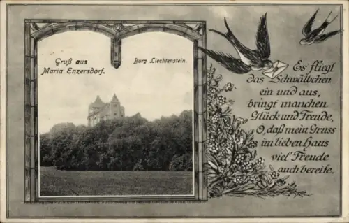 Passepartout Ak Maria Enzersdorf Niederösterreich, Burg Liechtenstein, Veste