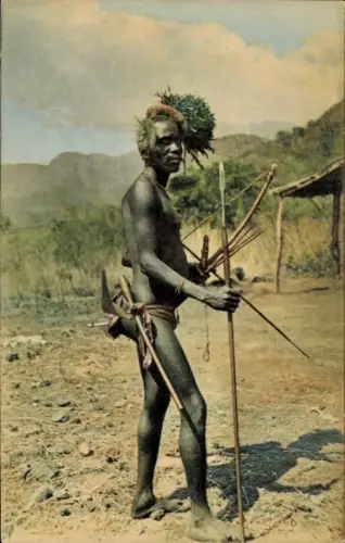 Ak Nordtransvaal Südafrika, Mossutho im Waffenschmuck, Lechasche, Stationsbezirk Mpome-Kratzenstein