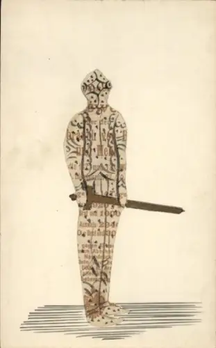 Ak Collage aus Lebensmittelkarten, Mehl, Ritter mit Schwert