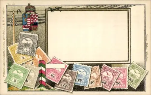 Briefmarken Ak Ungarn, Magyar Posta, Filler, Wappen