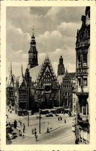 Ak Wrocław Breslau Schlesien, Rathaus, Ratusz, Rynek, Ring