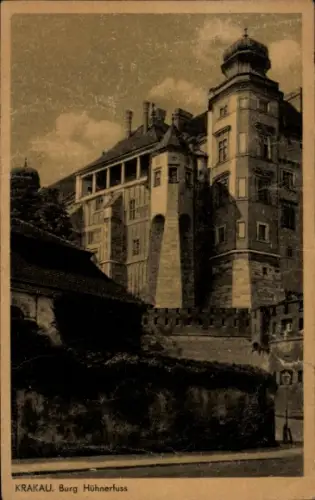 Ak Kraków Krakau Polen, Burg Hühnerfuss