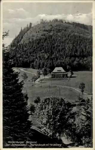 Ak Rybnica Leśna Reimswaldau Schlesien, Andreasbaude mit Heidelberg