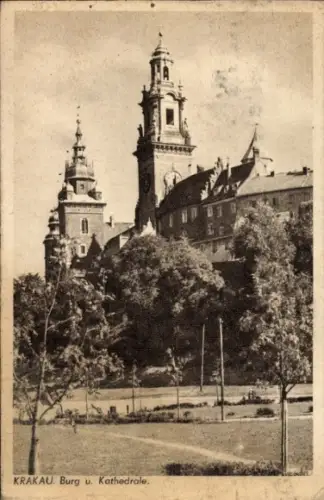 Ak Kraków Krakau Polen, Burg und Kathedrale