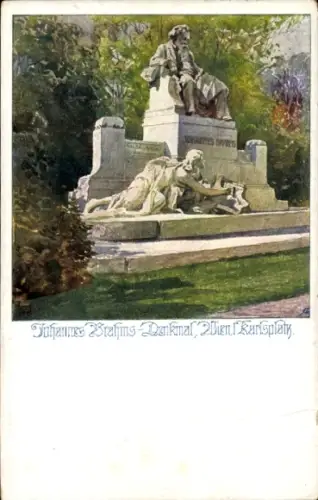 Ak Wien 4 Wieden, Johannes Brahms Denkmal, Karlsplatz