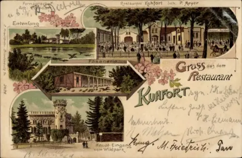 Litho Wildpark Potsdam, Restaurant Kuhfort, Inh. P. Meyer, Entenfang, Fasanerie, Haupteingang