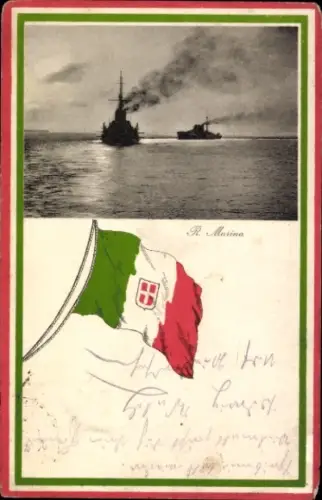 Ak Italienische Kriegsschiffe, Königliche Marine, Flagge