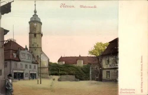 Ak Nossen in Sachsen, Untermarkt, Kirche, Hotel