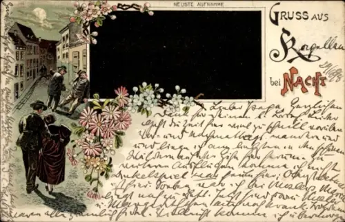 Litho Gruß aus ... bei Nacht, Neuste Aufnahme, Straßenpartie, Betrunkene