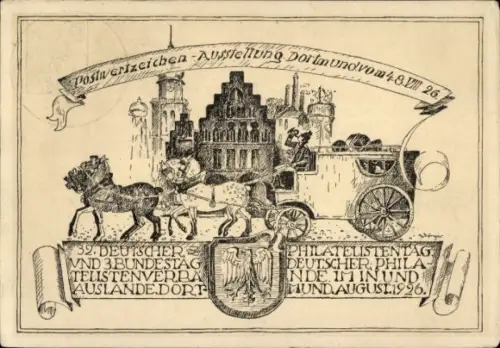 Ganzsachen Ak Dortmund im Ruhrgebiet, Postwertzeichenausstellung 1926