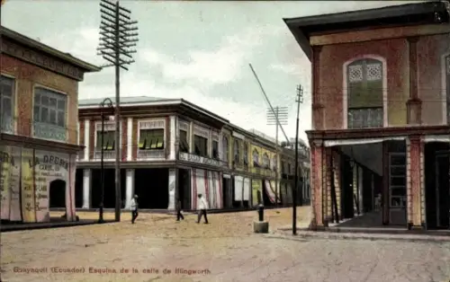 Ak Guayaquil Ecuador, Esquina de la calle de Illingworth