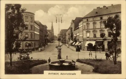 Ak Racibórz Ratibor Schlesien, Bahnhofstraße