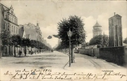 Ak Lehe Bremerhaven,  Hafenstrasse, Wasserturm