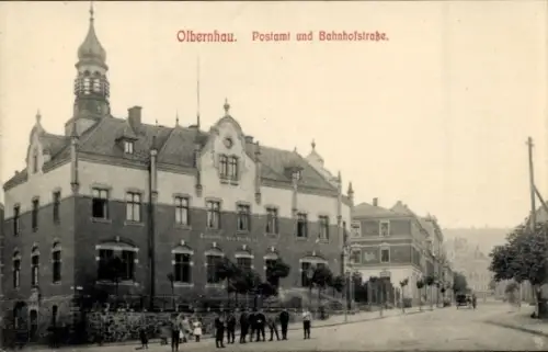 Ak Olbernhau im Erzgebirge,  Postamt, Bahnhofstraße