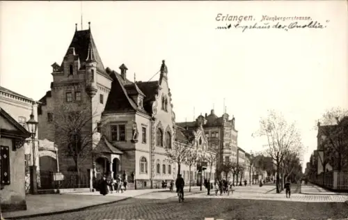 Ak Erlangen in Mittelfranken Bayern,  Nürnbergerstrasse, Corpshaus der Onoldia