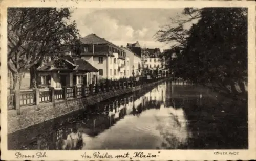 Ak Bonn am Rhein,  Am Weiher mit "Klause", Weiher, Uferpromenade