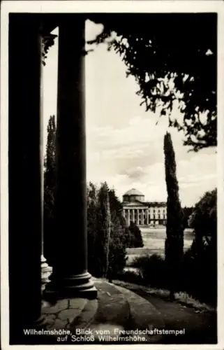 Ak Bad Wilhelmshöhe Kassel in Hessen, Schloss Wilhelmshöhe, Blick vom Freundschaftstempel