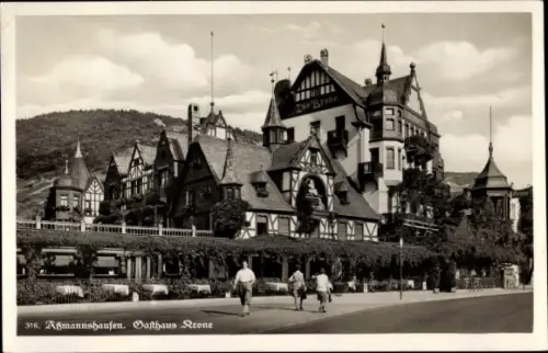Ak Assmannshausen Rüdesheim am Rhein, Gasthof Krone