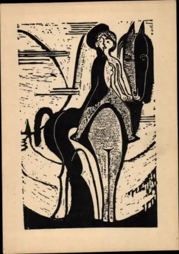 Künstler Ak Kirchner, Ernst Ludwig, Reiterin auf Pferd, Expressionismus