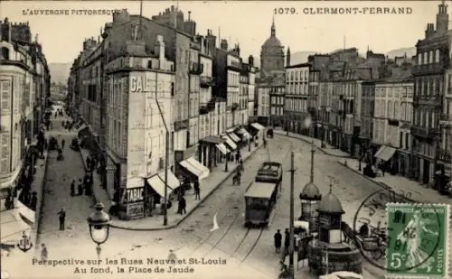 Ak Clermont Ferrand Puy de Dôme, Straßenansicht, Tram