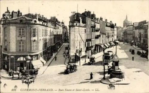 Ak Clermont Ferrand Puy de Dôme, Rue Neuve, Rue Saint-Louis