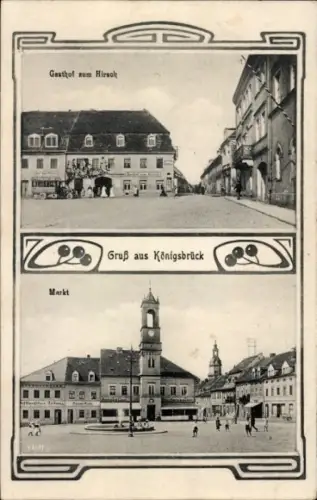 Ak Königsbrück in der Oberlausitz, Gasthof zum Hirsol, Markt, Gruß aus Königsbrück