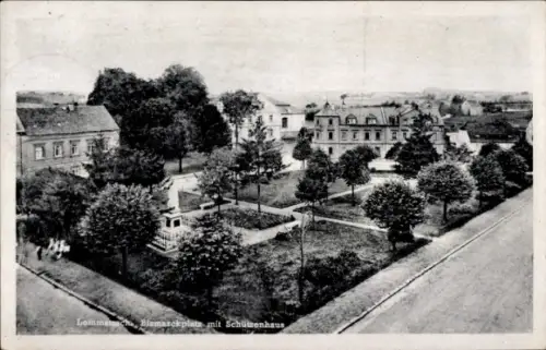 Ak Lommatzsch in Sachsen, Bismarckplatz mit Schützenhaus