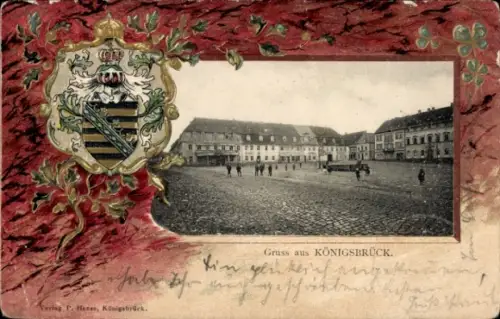 Präge Wappen Passepartout Ak Königsbrück in der Oberlausitz, Platz
