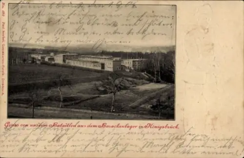 Ak Königsbrück in der Oberlausitz, Barackenlager, Bataillon