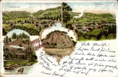 Litho Cossmannsdorf Hainsberg Freital in Sachsen, Gesamtansicht, Einsiedlerhütte