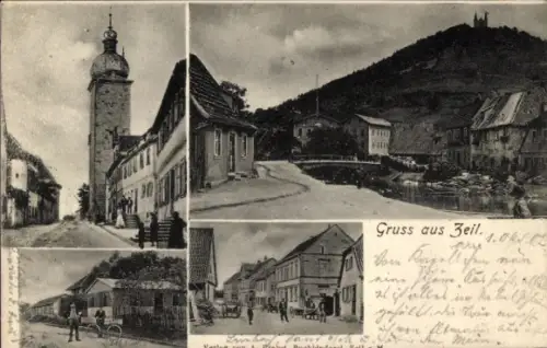 Ak Zeil am Main Unterfranken, Kirchturm, Straßenansicht