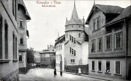 Ak Königsee in Thüringen, Königsee i. Thür., Bahnhofstraße,  Gebäude, Stadtansicht