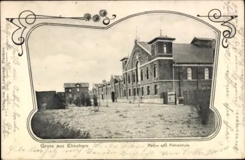 Ak Elmshorn in Holstein, Grüsse aus  Reit- und Fahrschule, Gebäudeansicht,  Architektur