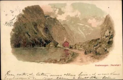 Litho Gudvangen Norwegen, Landschaftsmotiv, Hütte