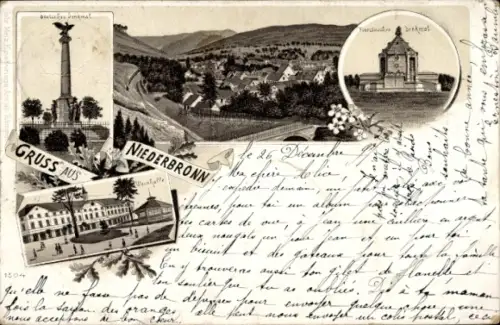 Litho Niederbronn les Bains Bad Niederbronn Elsass Bas Rhin, Denkmäler, Teilansicht, Panorama