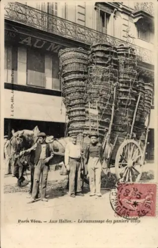 Ak Paris Veeu, Aux Halles, Leere Körbe sammeln