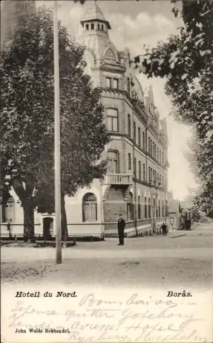 Ak Borås Schweden, Hotell du Nord,  Straße, Person, 