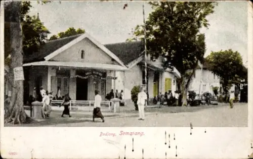Ak Semarang Java Indonesien, Bodiong,  , Menschen auf der Straße, Geschäfte
