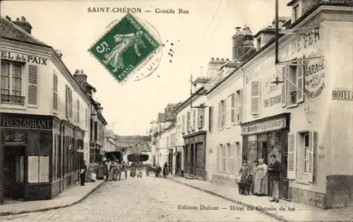 Ak Saint Chéron Essonne, Grande Rue, Hotel de la Paix