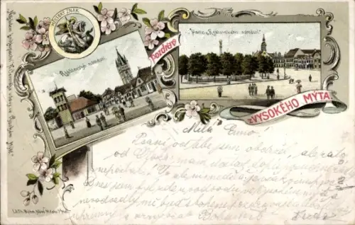 Litho Vysoké Mýto Hohenmaut Hohenmauth Region Pardubice, Platz, Teilansichten