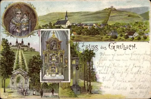 Litho Králíky Grulich Region Pardubice, Muttergottesberg, Hora Matky Boží, Altar, Gnadenbild, Pforte