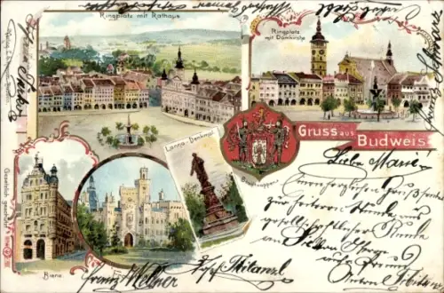 Litho Budweis České Budějovice Südböhmen Tschechien, Ring, Frauenberg, Biene