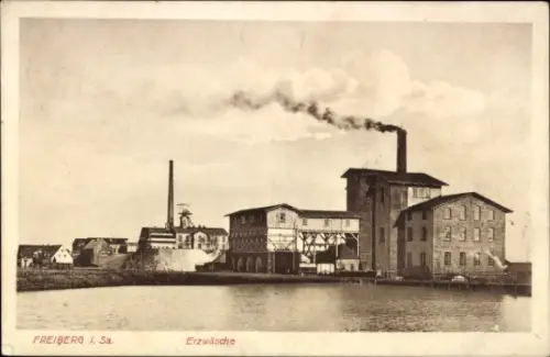 Ak Freiberg im Kreis Mittelsachsen, Ansicht der Erzwäsche, Zeche, Gewässer