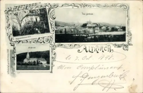 Ak Altkirch Elsass Haut Rhin, Gesamtansicht, Restaurant, St. Morandus