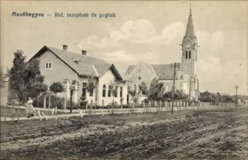 Ak Mezöhegyes Ungarn, Ref. templom es Paplak, Evangelische Kirche