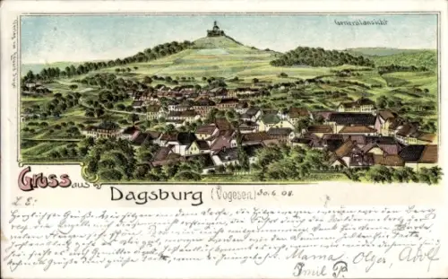Ak Dagsburg Dabo Lothringen Moselle, Landschaftsbild,  Vogesen, 30.6.08