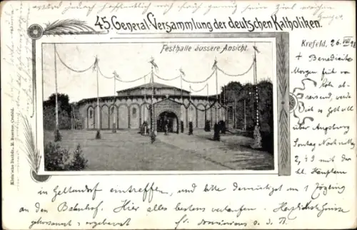 Ak Krefeld am Niederrhein, 45. General Versammlung der deutschen Katholiken, Festhalle