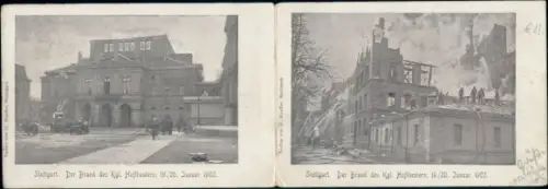 Ak Stuttgart in Württemberg, Brand des Kgl. Hoftheaters,  19./20. Januar 1902, Zerstörung, Ruinen