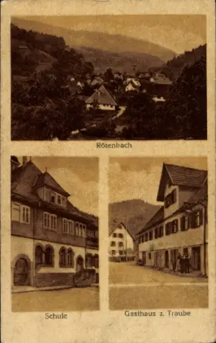 Ak Rötenbach Nagold im Schwarzwald,  Schule, Gasthaus z. Traube