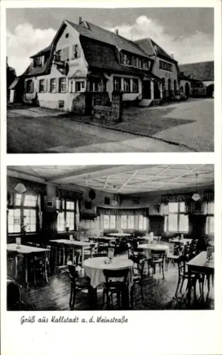 Ak Kallstadt in der Pfalz, Gasthaus, Innenansicht, Tische, Stühle, Kallstadt